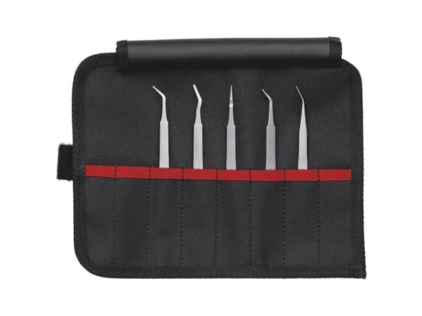 Knipex 92 00 03, Svart, Rostfritt stål, Platt, Spetsig, Böjt, Rak, 180 g, 5 styck