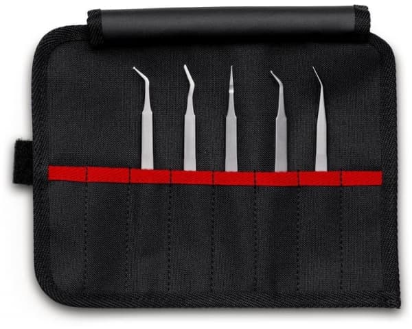 Knipex 92 00 03, Svart, Rostfritt stål, Platt, Spetsig, Böjt, Rak, 180 g, 5 styck