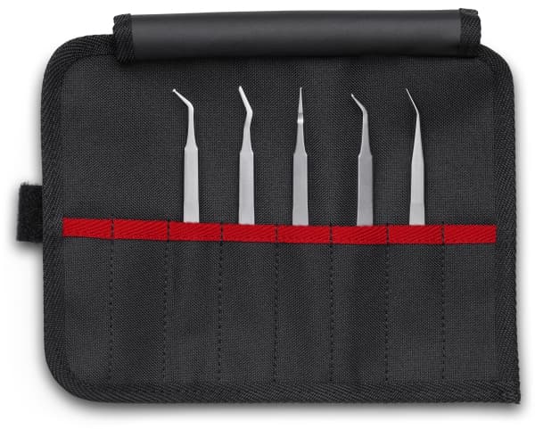 Knipex 92 00 03, Svart, Rostfritt stål, Platt, Spetsig, Böjt, Rak, 180 g, 5 styck