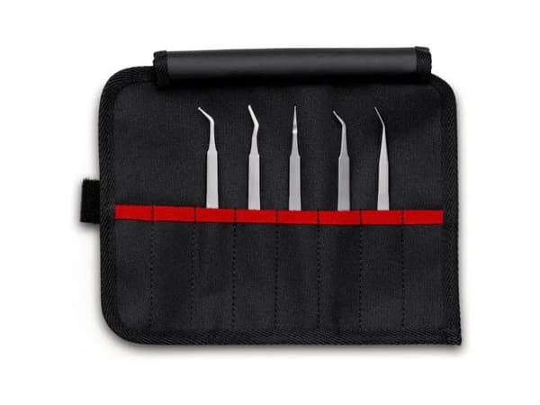 Knipex 92 00 03, Svart, Rostfritt stål, Platt, Spetsig, Böjt, Rak, 180 g, 5 styck
