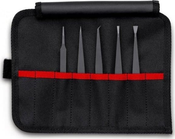 Knipex 92 00 05 ESD, Musta, Tasainen, Suippokärkinen, Kaareva, Suora, 123 g, 5 kpl