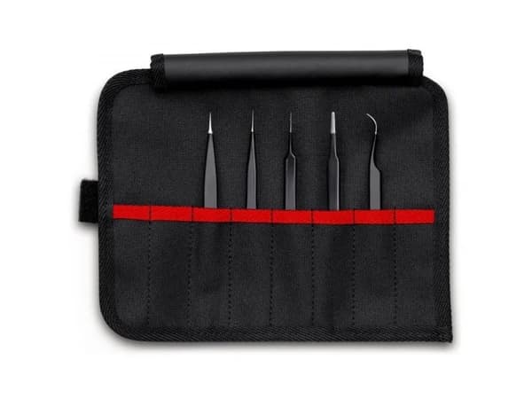Knipex 92 00 01 ESD, Rustfritt stål, Sort, Flat, Spiss, Bøyd, Rett, 182 g, 5 stykker