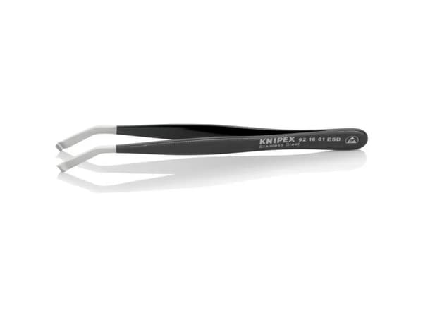 Knipex 92 16 01 ESD, Rustfrit stål, Sort, Flad, Kurvet, 15 g, 10 mm
