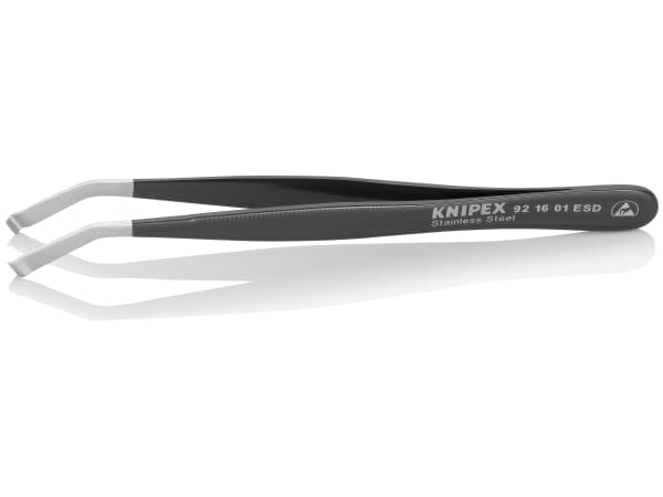 Knipex 92 16 01 ESD, Rustfrit stål, Sort, Flad, Kurvet, 15 g, 10 mm