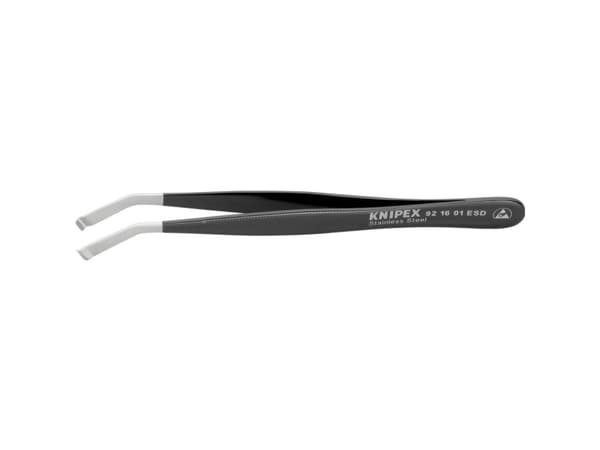 Knipex 92 16 01 ESD, Rustfrit stål, Sort, Flad, Kurvet, 15 g, 10 mm