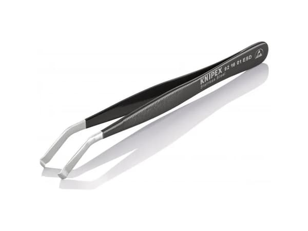 Knipex 92 16 01 ESD, Rustfrit stål, Sort, Flad, Kurvet, 15 g, 10 mm