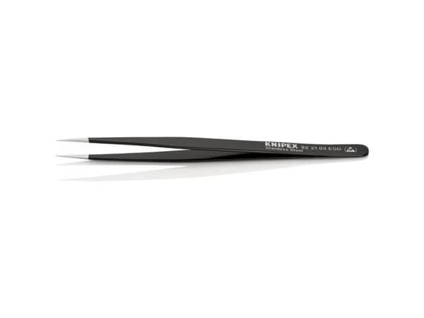 Knipex 92 21 03 ESD, Ruostumaton teräs, Musta, Suippokärkinen, Suora, 15 g, 8 mm
