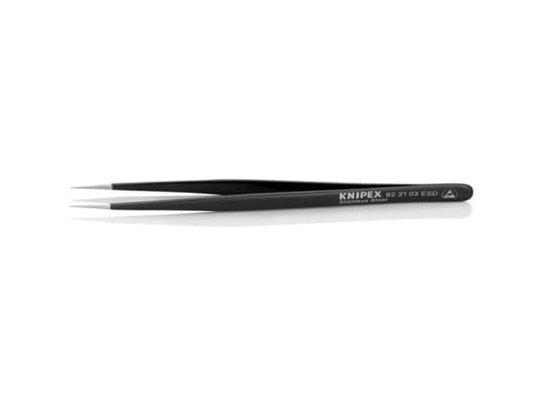 Knipex 92 21 03 ESD, Ruostumaton teräs, Musta, Suippokärkinen, Suora, 15 g, 8 mm