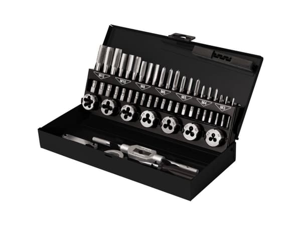 TOOLCRAFT TO-7015521 Gevindskæresats 32 dele Stål M3 x 0.50 , M4 x 0.70 , M5 x 0.80 , M6 x 1, M8 x 1.25, M10 x 1.50, M12 x 1.75
