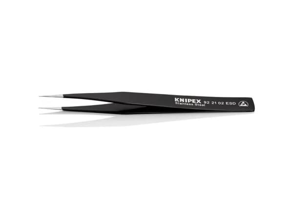 Knipex 92 21 02 ESD, Rostfritt stål, Svart, Platt, Rak, 18 g, 12 mm