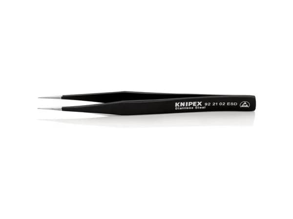 Knipex 92 21 02 ESD, Rostfritt stål, Svart, Platt, Rak, 18 g, 12 mm