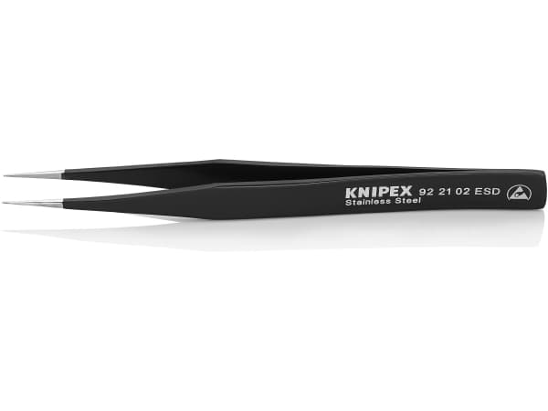 Knipex 92 21 02 ESD, Rostfritt stål, Svart, Platt, Rak, 18 g, 12 mm