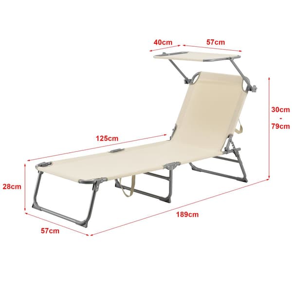 [en.casa] Solsäng Getaria-189x57x28cm-aluminium- 600D Oxford tyg-max.belastning: ca. 115 kg-silver, matt-beige