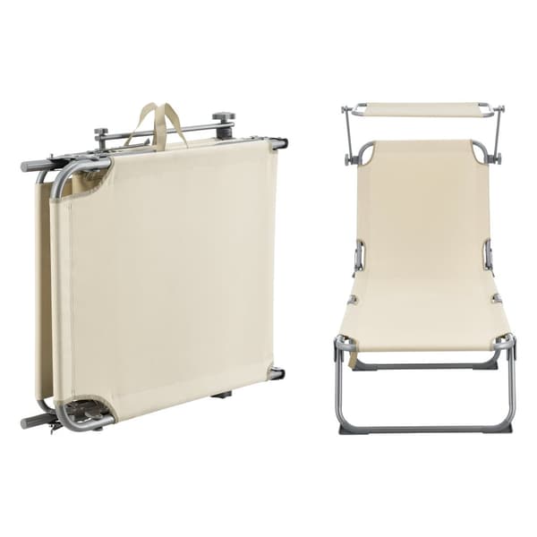 [en.casa] Solsäng Getaria-189x57x28cm-aluminium- 600D Oxford tyg-max.belastning: ca. 115 kg-silver, matt-beige