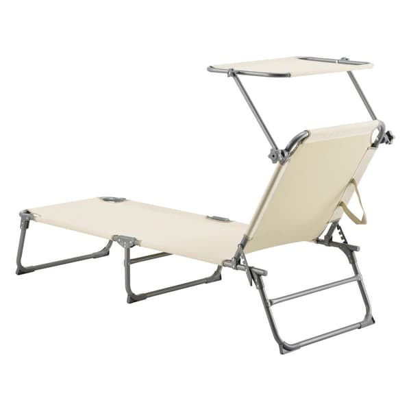 [en.casa] Solsäng Getaria-189x57x28cm-aluminium- 600D Oxford tyg-max.belastning: ca. 115 kg-silver, matt-beige