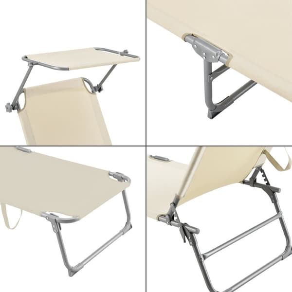 [en.casa] Solsäng Getaria-189x57x28cm-aluminium- 600D Oxford tyg-max.belastning: ca. 115 kg-silver, matt-beige