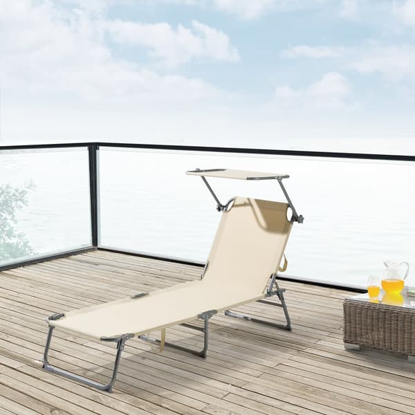 [en.casa] Solsäng Getaria-189x57x28cm-aluminium- 600D Oxford tyg-max.belastning: ca. 115 kg-silver, matt-beige