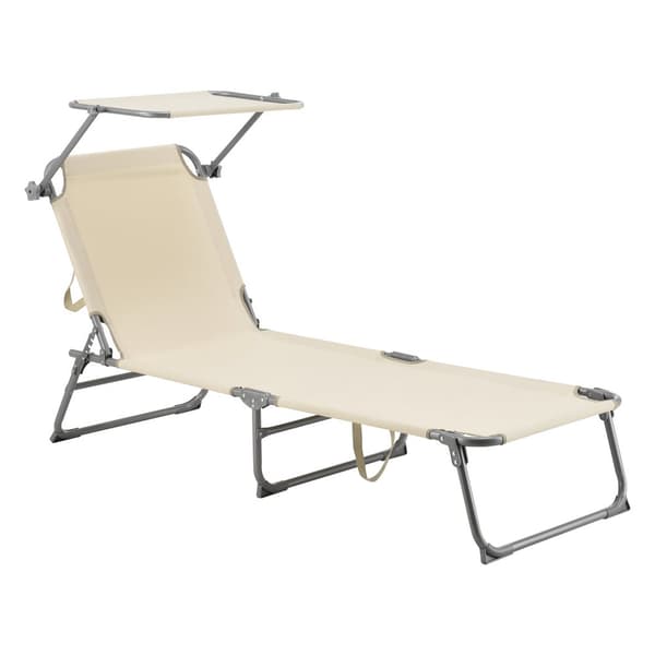[en.casa] Solsäng Getaria-189x57x28cm-aluminium- 600D Oxford tyg-max.belastning: ca. 115 kg-silver, matt-beige