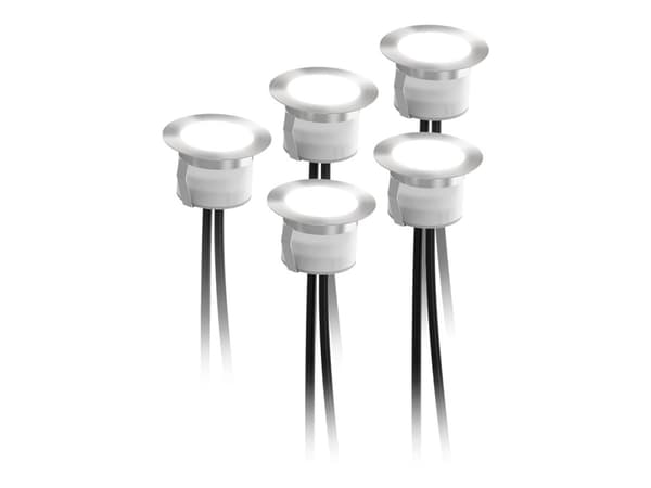 DELTACO Decklights Extension Kit - Golvinfälld spotlight - LED - 0.7 W - RGB/varmt vitt ljus - silver (paket om 5) - för SMART HOME SH-DLK01