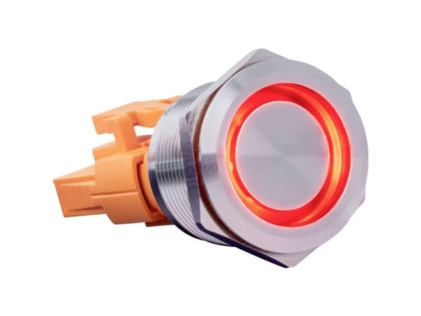 Joy-it BUTTON22B-L-RD Knapkontakt 250 V/AC 7 A 1 x On/(Off) Klikkende Rød (Ø x K) 25 mm x 40,40 mm IP67, IK10 1 stk