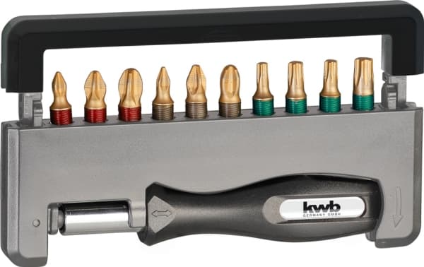 kwb Diamond Handy Bit Box, 12 stykker, Philips, Pozidriv, Torx, PH 1, PH 2, PH 3, PZ 1, PZ 2, PZ 3, T10, T15, T20, T25, Stål