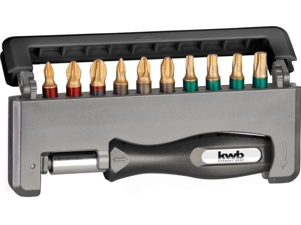 kwb Diamond Handy Bit Box, 12 stykker, Philips, Pozidriv, Torx, PH 1, PH 2, PH 3, PZ 1, PZ 2, PZ 3, T10, T15, T20, T25, Stål
