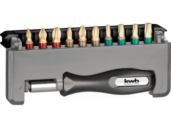 kwb Diamond Handy Bit Box, 12 stykker, Philips, Pozidriv, Torx, PH 1, PH 2, PH 3, PZ 1, PZ 2, PZ 3, T10, T15, T20, T25, Stål