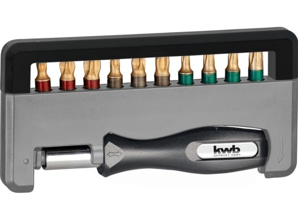 kwb Diamond Handy Bit Box, 12 stykker, Philips, Pozidriv, Torx, PH 1, PH 2, PH 3, PZ 1, PZ 2, PZ 3, T10, T15, T20, T25, Stål