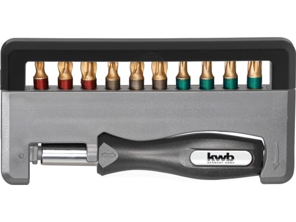 kwb Diamond Handy Bit Box, 12 stykker, Philips, Pozidriv, Torx, PH 1, PH 2, PH 3, PZ 1, PZ 2, PZ 3, T10, T15, T20, T25, Stål