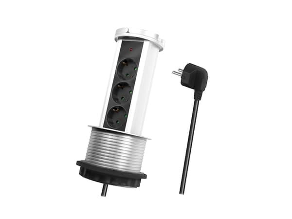 LogiLink LPS235A, 1,8 m, 3 AC-utgångar, inomhus, Svart, Silver, 250 V, 16 A