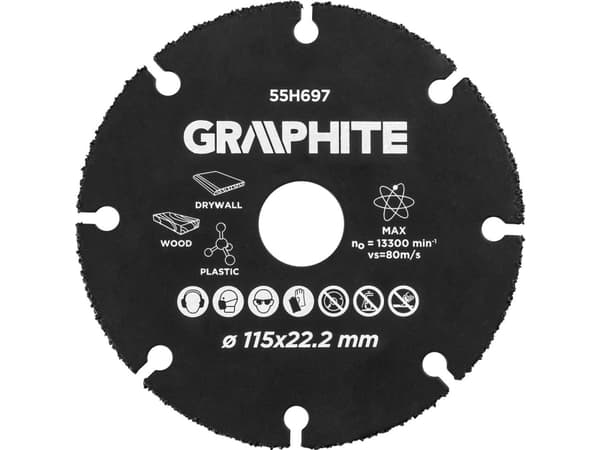 Graphite Graphite Hm cutting disc for wood and plastic 115 x 22.2 mm 55h697 graphite