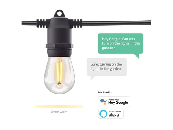 Hombli Smart - Stringlys - LED-filamentlyspære x 10 - total: 7 W - klasse F - varmt hvitt lys - 2700 K