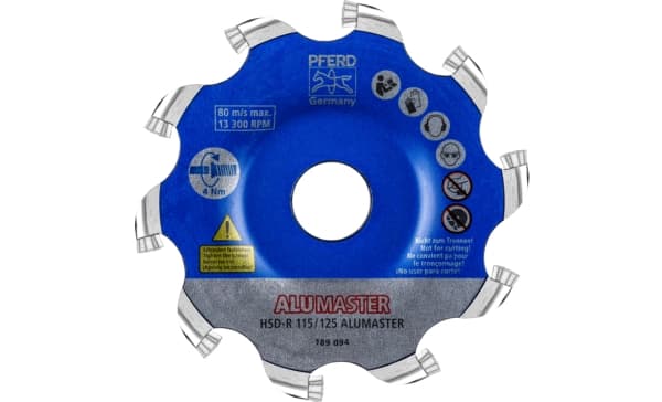 PFERD HSD-R 115/125 ALUMASTER, Kapskiva, Metall, Blå, Silver, 11,5 cm, 8 mm, 1 styck