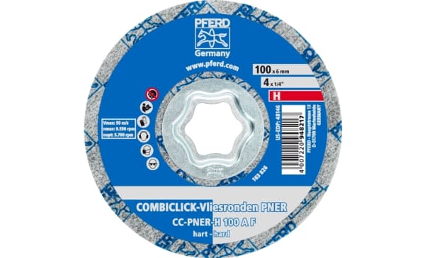 PFERD CC-PNER H 100 A F, Terästä, Kirjometalli, Pronssi, Ruostumaton teräs, Muovi, Alumiini, Kupari, PFERD, 10 cm, 9550 RPM, 5 kpl