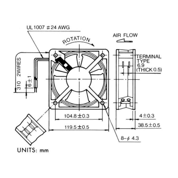 Sunon DP201A2123HBT Axialfläkt 230 V/AC 147.78 m³/h (L x B x H) 120 x 120 x 38 mm