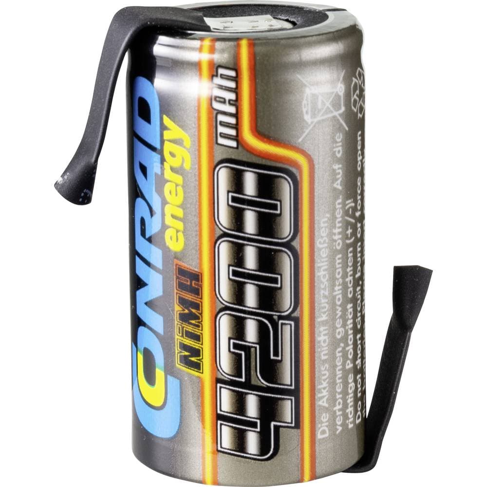 RC Batteri-cell NiMH Sub-C 1.2 V 4200 mAh Conrad energy med lödstift