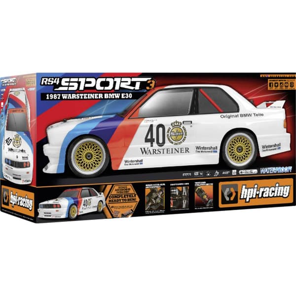 HPI Racing 1:10 RC modellbil Elektrisk Touringbil RS4 SPORT 3 BMW M3 E30 Warsteiner Fyrhjulsdrift (4WD) RtR 2,4 GHz ink