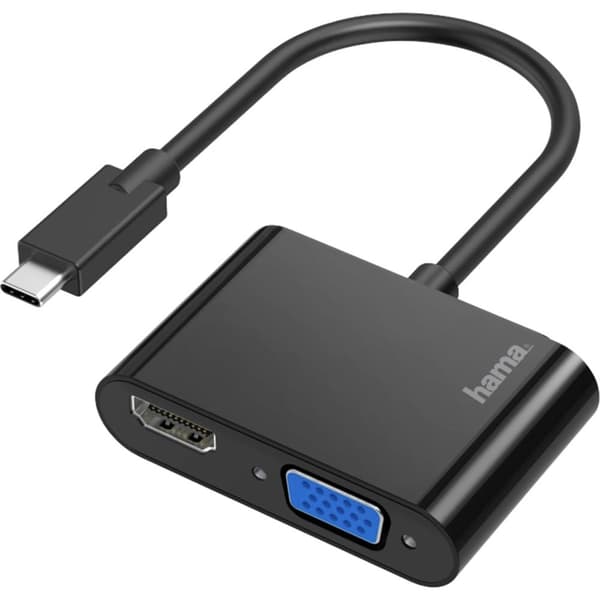 Hama 00200313 USB-C® / HDMI / VGA Adapter [1x USB-C® hane - 1x VGA hona, HDMI hona] Svart Svart