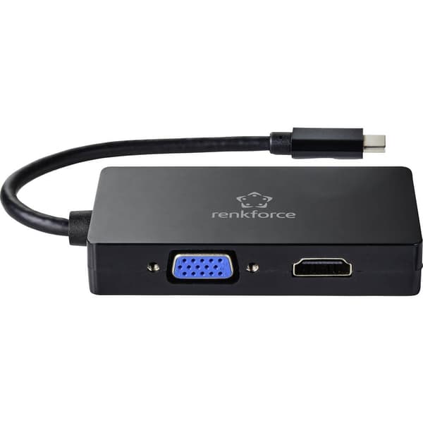 Renkforce RF-4633066 USB-C® / HDMI / DVI / VGA Adapter [1x USB-C® hane - 1x VGA hona, HDMI hona, DVI-hona 24+5 pol] Sva