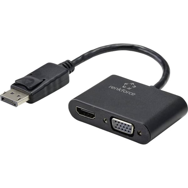 Renkforce RF-4505752 DisplayPort / HDMI / VGA Adapter [1x DisplayPort hane - 1x HDMI hona, VGA hona] Svart 15.00 cm