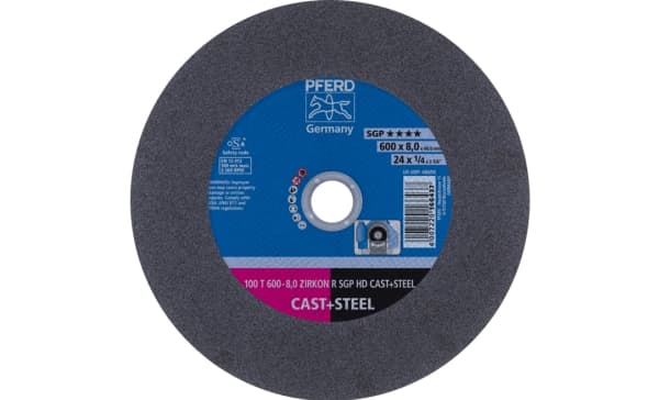 PFERD 100 T 600-8,0 ZIRKON R SGP HD CAST+STEEL/60,0, Teräs, Valurauta, PFERD, 6 cm, 60 cm, 3200 rpm, 5 kpl