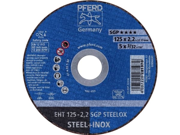 PFERD EHT 125-2,2 SGP STEELOX, Stål, Rostfritt stål, PFERD, 2,22 cm, 12,5 cm, 12200 RPM, 25 styck