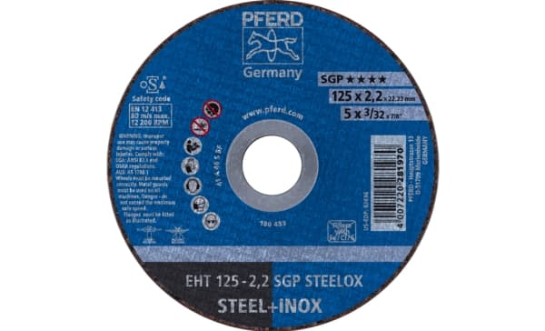 PFERD EHT 125-2,2 SGP STEELOX, Stål, Rostfritt stål, PFERD, 2,22 cm, 12,5 cm, 12200 RPM, 25 styck