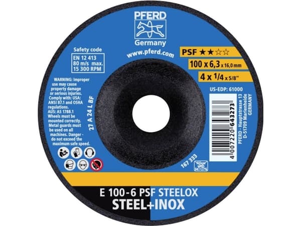PFERD E 100-6 PSF STEELOX/16,0, Metall, 15300 o/min, 10 cm, 6,3 mm, 10 stk.
