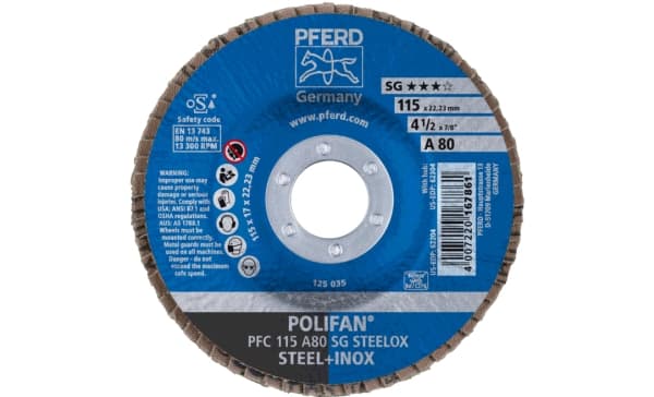 PFERD PFC 115 A 80 SG STEELOX, metalli, 13300 rpm, 11,5 cm, 10 kpl PFERD PFC 115 A 80 SG STEELOX, metalli, 13300 rpm, 11,5 cm, 10 kpl