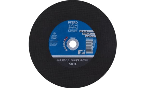 PFERD 80 T 350-3,0 L SG CHOP HD STEEL/25,4, Stål, PFERD, 2,54 cm, 35 cm, 4400 RPM, 10 styck