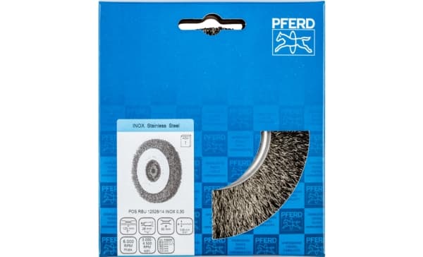 PFERD POS RBU 12528/14,0 INOX 0,30, 12,5 cm, 12,5 cm, Terästä, Kirjometalli, Pronssi, Ruostumaton teräs, Alumiini, 6000 RPM