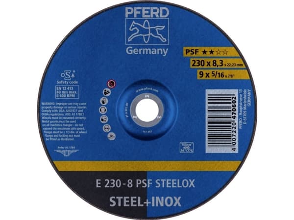 PFERD E 230-8 PSF STEELOX, Metall, 6600 RPM, 23 cm, 8,3 mm, 10 styck