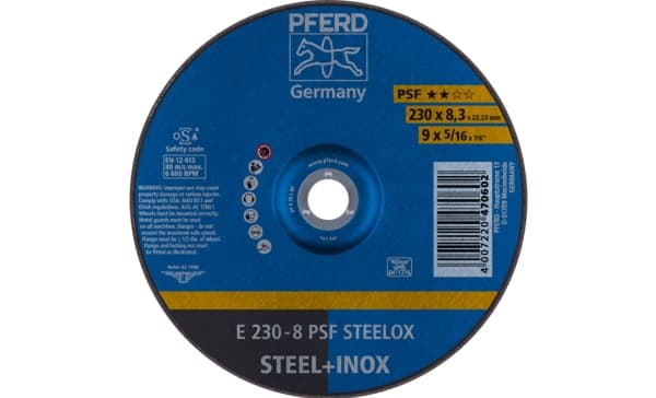 PFERD E 230-8 PSF STEELOX, Metall, 6600 RPM, 23 cm, 8,3 mm, 10 styck