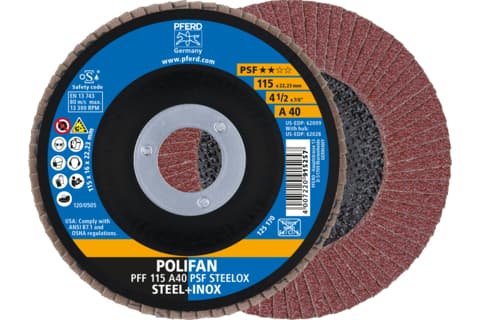 PFERD PFF 115 A 40 PSF STEELOX, Metall, 13300 RPM, 11,5 cm, 10 stykker